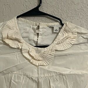 Banana Republic Ivory Blouse with Pleated Collar